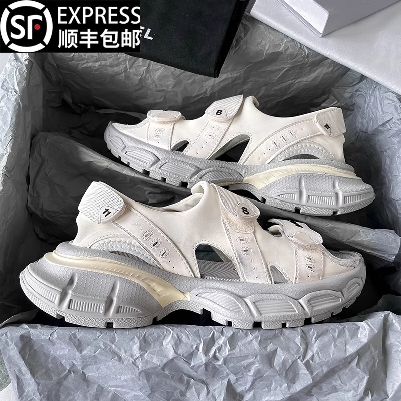 Authentic Paris Velcro Sandals for Men and Women, Summer Beach Wear, Thick-Soled, Height-Increasing, Non-Slip Beach Sandals, Trendy Authentic Paris Velcro Sandals for Men and Women, Summer Beach Wear, Thick-Soled, Height-Increasing, Non-Slip Beach Sandals, Trendy