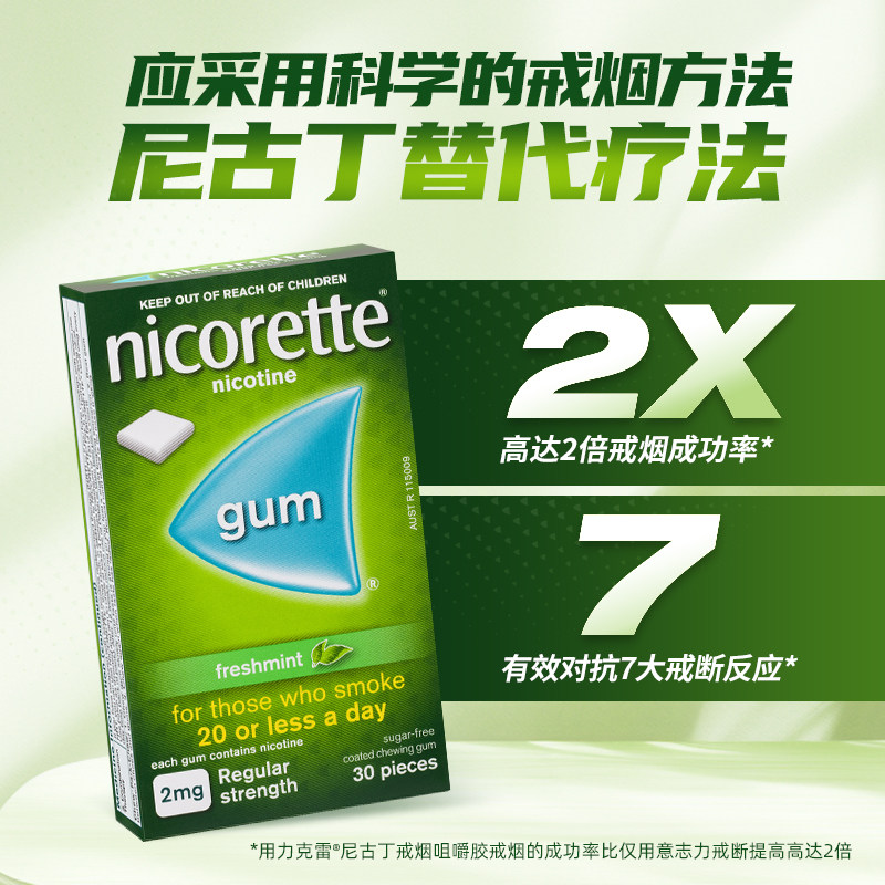 科赴Nicorette力克雷尼古丁替代疗法:告别烟瘾,拥抱清新呼吸的30天挑战!-国际戒烟用药-淘宝百科网