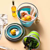 Portable folding bucket silicone plastic car bucket childrens outdoor fishing trip household multifunctional bucket