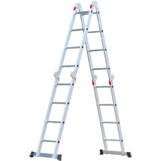 ອະລູມິນຽມໂລຫະປະສົມ multifunctional folding ladder ວິສະວະກໍາຄົວເຮືອນ ladder herringbone ladder lifting telescopic ladder ອາລູມິນຽມ ladder folding