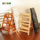 ladder ໄມ້ແຂງ ladder folding ladder ຄົວເຮືອນ ladder ປະຫຍັດພື້ນທີ່ຫຼາຍຫນ້າທີ່ເຮັດວຽກຫນາ ladder ເກົ້າອີ້ສອງຈຸດປະສົງການປີນ indoor ສາມຂັ້ນຕອນສາມຂັ້ນຕອນ