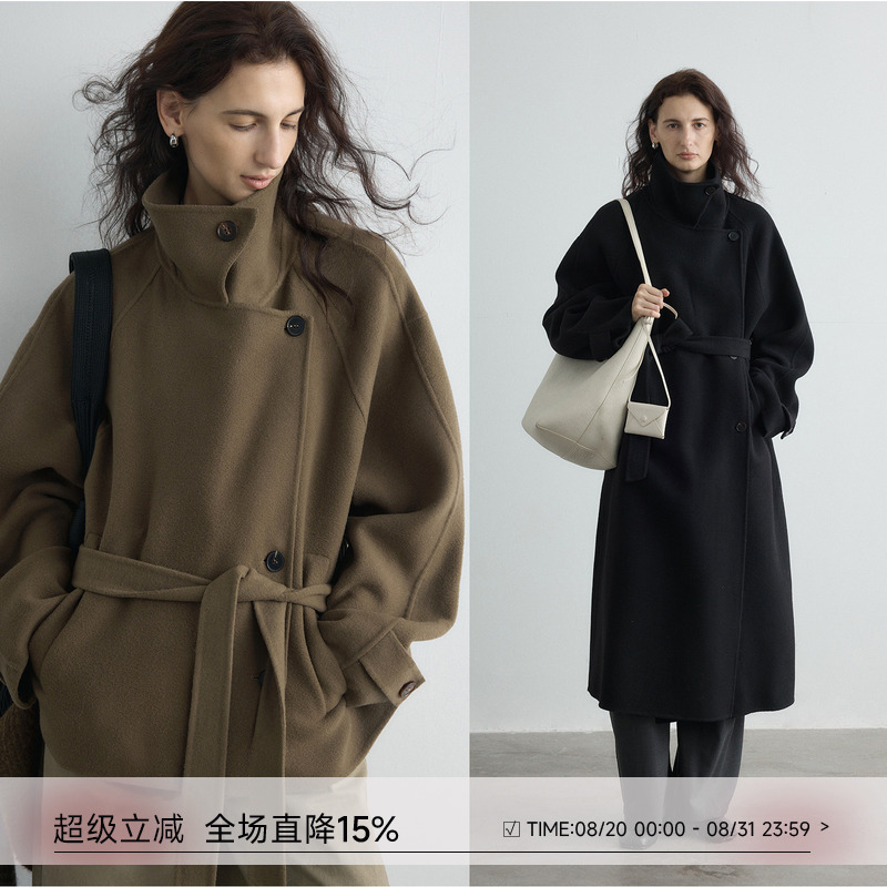 【Same Style as the Blogger】Saje Natural Poet's "Ussuyadan" Wool Relaxed Double-Breasted Double-Sided Nylon Coat 【Same Style as the Blogger】Saje Natural Poet's "Ussuyadan" Wool Relaxed Double-Breasted Double-Sided Nylon Coat