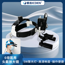 Dental Medical 6x Magnifying Glass LED Surgery Headlight Microneurosurgery Examination Dental Oral Otolaryngology