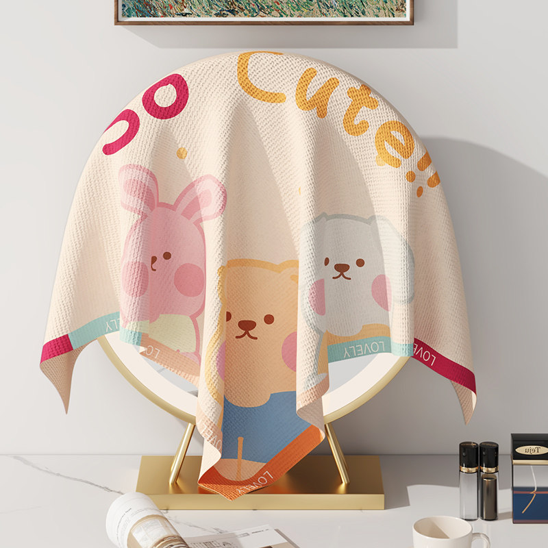 ins wind dresser round mirror dust cover cover cloth small round mirror shade cloth for home use with small square towels towels-Taobao