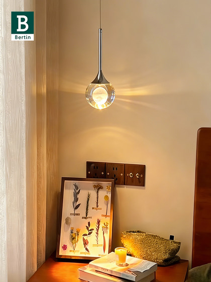 Bading Bedside Pendant Light, Modern Light Luxury Italian-Style Foyer Moon Pendant Light, Can Be Controlled by Hand to Adjust Height, Master Bedroom Pendant Light