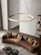 Bading Italian Minimalist Circular Living Room Chandelier, Modern Light Luxury Creative Circle Lighting Design, Living Room Main Chandelier