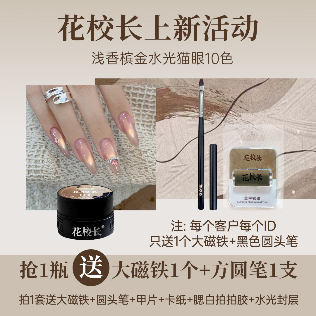 Champagne Gold Cat Eye Gel Polish: 15ml Magnetic Formula - Detail image 1