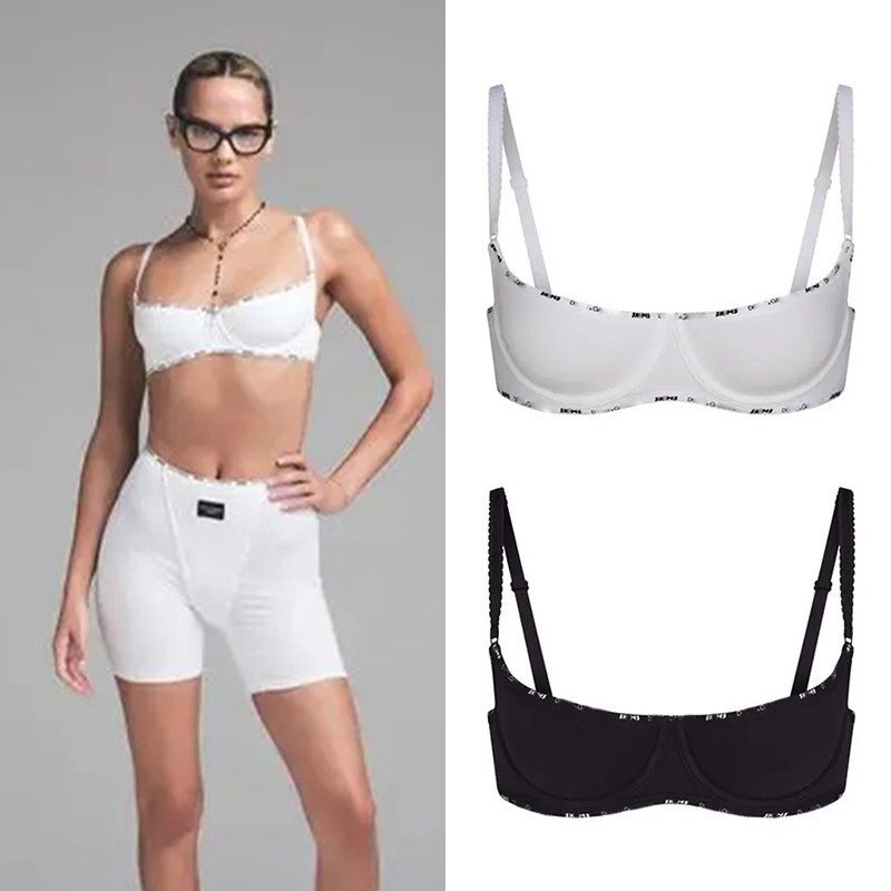 Up a Level in Cup Size: Skims X D&G Collaboration Kardashian Cotton Underwire Half-Cup Double-Layer Bra