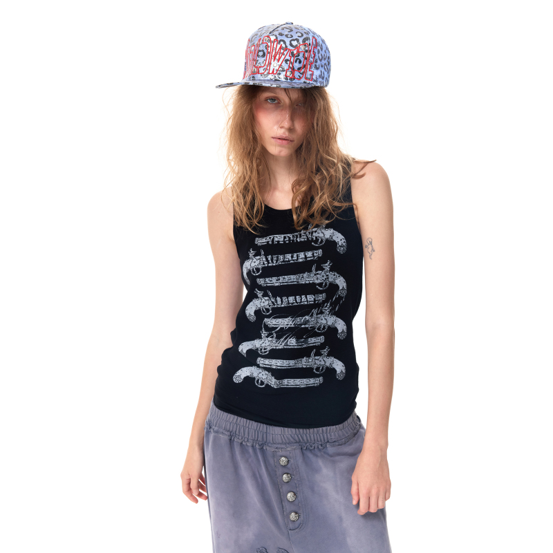 Has2Sons "Full Power Solo" Musket Print Sleeveless Vest Slim Fit Inner Layer Sleeveless Top