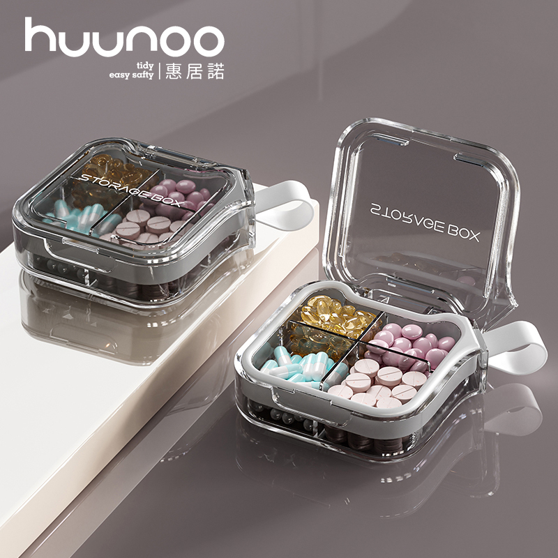 Medicine Dispensing Box, Portable Medicine Dispensing Box, Mini Portable Pill Box, Large-Capacity Medicine Box for Seven Days a Week
