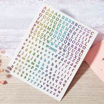 Letter stickers Internet celebrity letters 26 English letters uppercase and lowercase colorful laser gold and silver nail stickers decorations