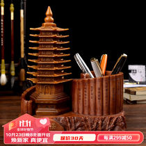 Music Box Wenchang Tower Pen Holder Ornament Office Desktop Teachers Day Gift Male Teacher Practical Study Room Classmate Gold