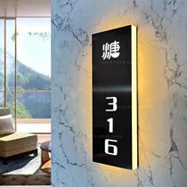 Stainless steel luminous door plate customized box door plate light luxury hotel room number plate private room listing personalized B&B