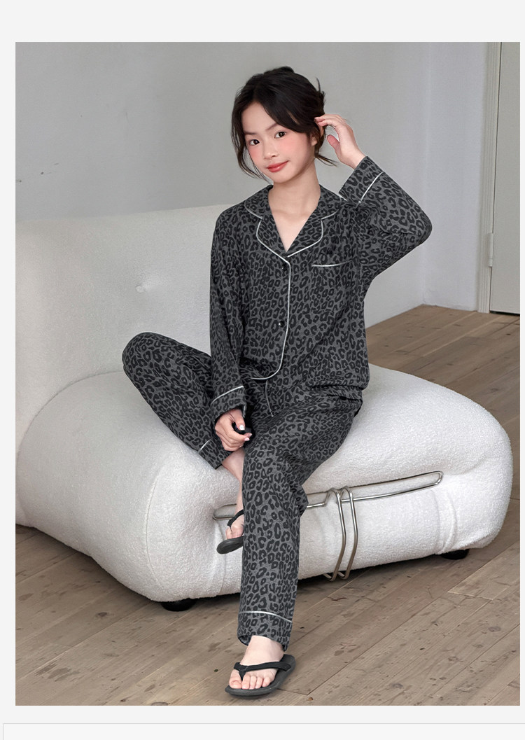 Girls' Retro Autumn-Summer Modal Woven Pajamas, Long-Sleeve Cardigan, Home Wear Set for Older Children and Students — 11