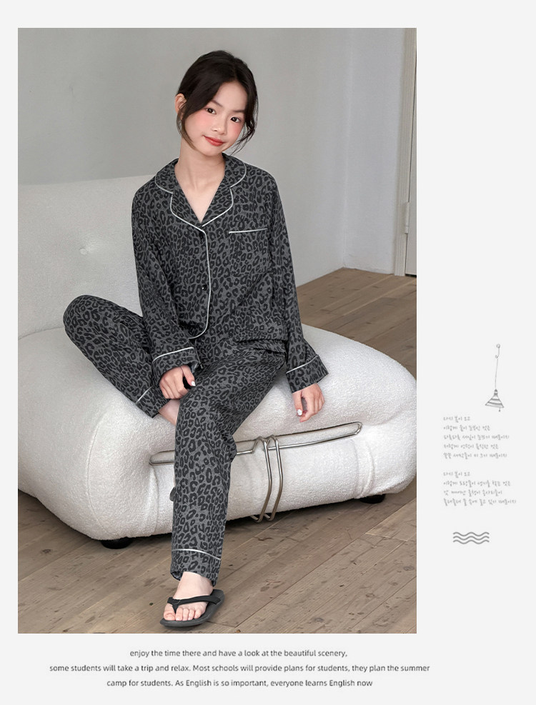 Girls' Retro Autumn-Summer Modal Woven Pajamas, Long-Sleeve Cardigan, Home Wear Set for Older Children and Students — 10
