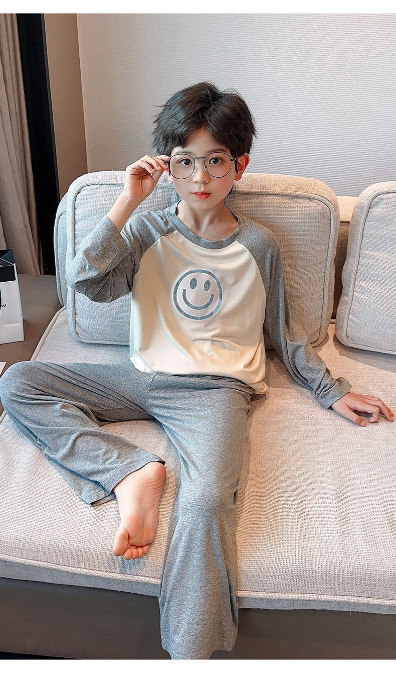 莫代尔儿童睡衣男童春秋款长袖家居服薄款网红大童男孩夏季空调服 — 22