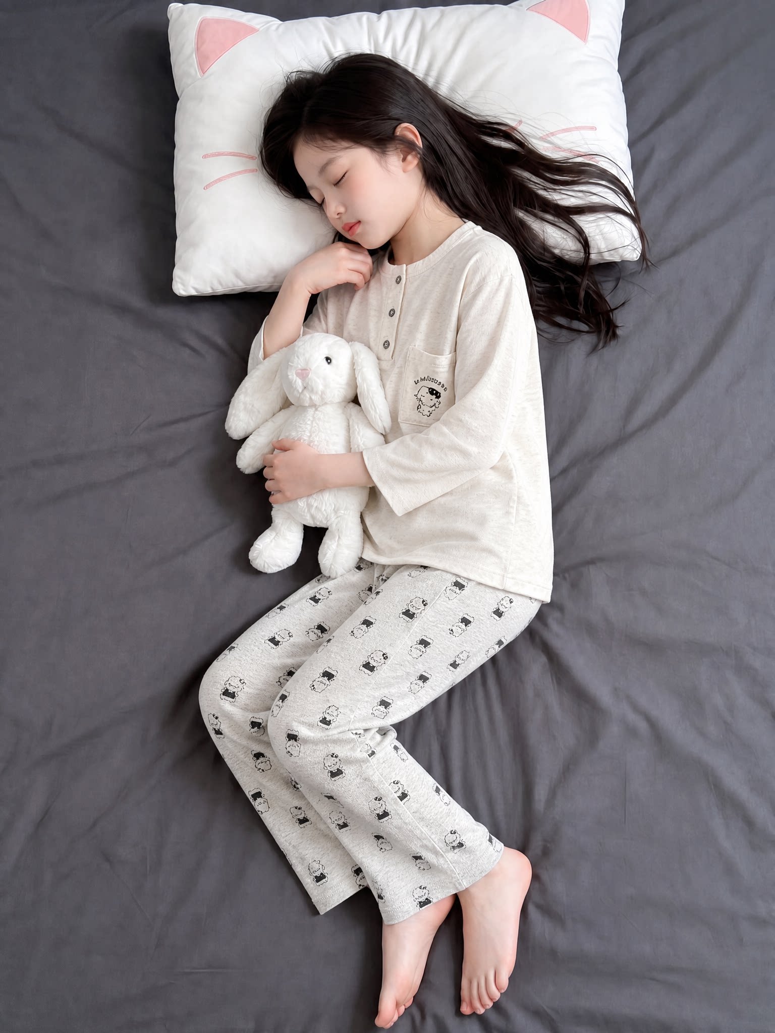 猫人长袖纯棉睡衣女款春秋季2026秋新款可爱简约可外穿家居服套装 — 4