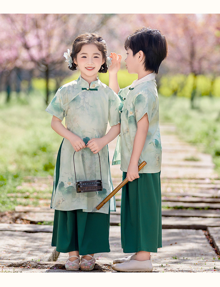 男女宝宝上春山荷花汉服古风幼儿园演出服唐装国风诗词朗诵表演服 — 24