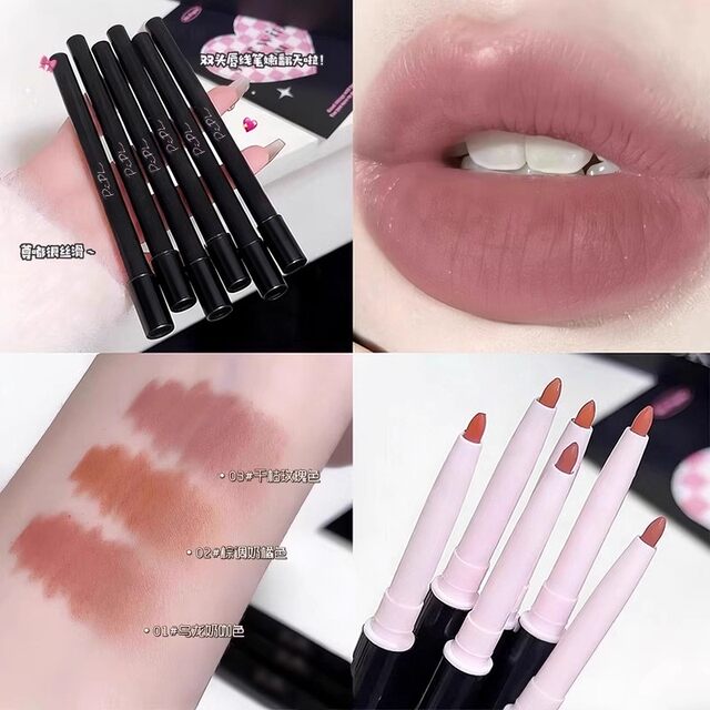 Double-ended lip liner outlines lip shape, long-lasting lip liner, color lipstick, matte, portable, waterproof and sweat-proof, good durability