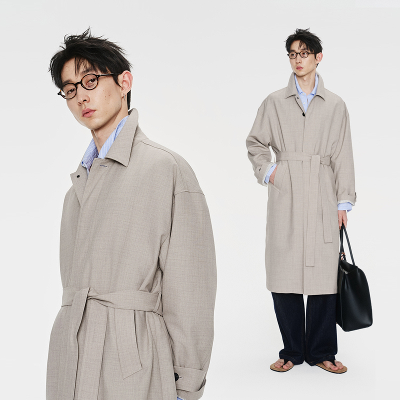Cotton Lab【Past in Foggy City】Pimlico Trench Coat Spring Lapel Single-Breasted Mid-Length Coat