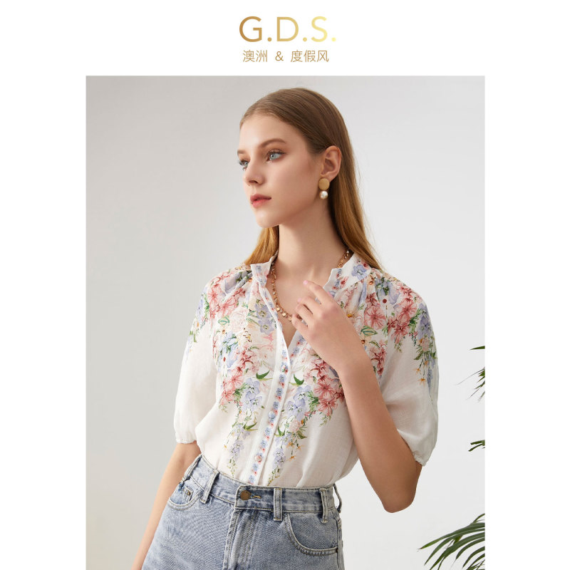 Gds Australian Brand Women's Shirt 2025 New Popular Style High-End Light Luxury Printed French-Style Chic Blouse Gds Australian Brand Women's Shirt 2025 New Popular Style High-End Light Luxury Printed French-Style Chic Blouse