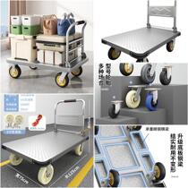 Small trolley for pulling goods hand trolley folding lightweight portable household trailer flatbed trolley for pushing goods small trolley