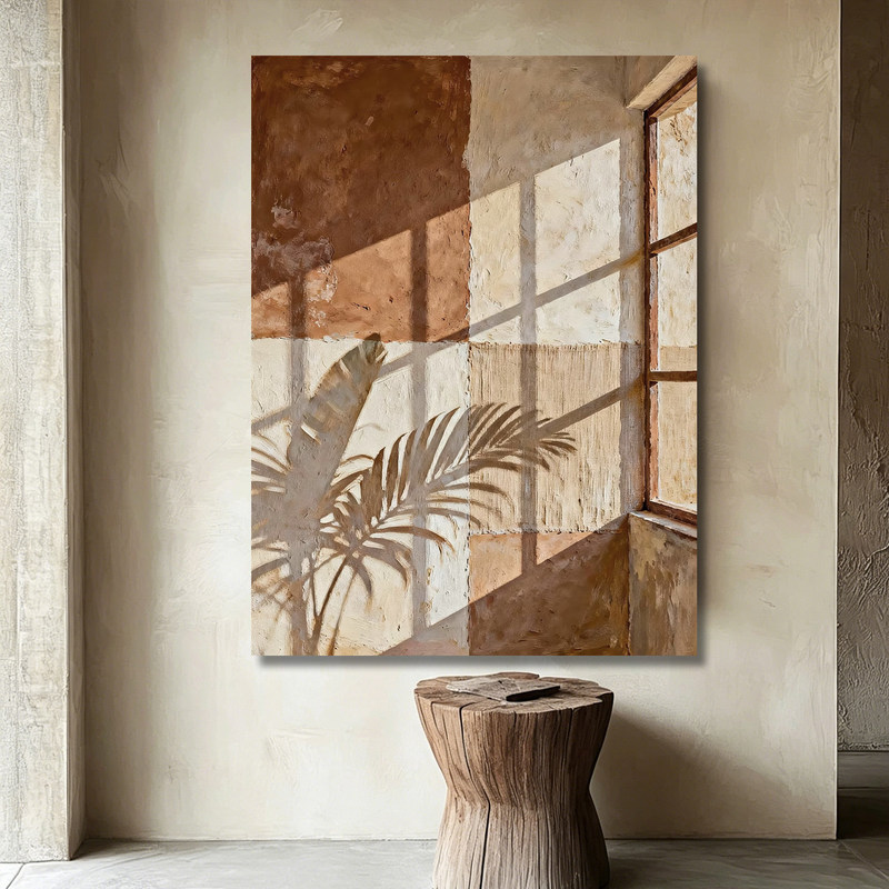 Hand-Painted Oil Painting of Window Shadows and Leaves from Dafen Village, High-End Abstract Decorative Painting for Entryway, Textured Wall Art for Living Room Background Hand-Painted Oil Painting of Window Shadows and Leaves from Dafen Village, High-End Abstract Decorative Painting for Entryway, Textured Wall Art for Living Room Background