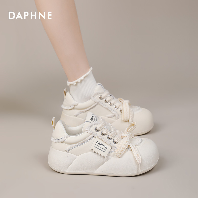 Белые женские туфли Daphne на толстой подошве; коллекция 2025 года; сезон весна-осень; новый стиль; повседневные кроссовки с увеличенной посадкой; уродливая милая обувь с большой головкой