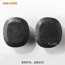 FS ABC classic natural volcanic rock black hole stone glass door handle wooden door clothing store hotel custom engraving