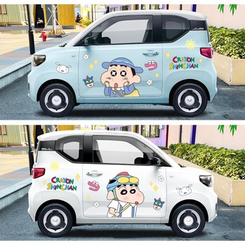 Wuling Hongguang Mini Ev Stickers Macaron Modified Car Body Stickers Cartoon Crayon Shin-Chan Cute Decorative Car Stickers