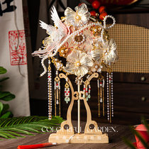 Bridal wedding fan diy accessories material package ancient style Xiuhe wedding eternal flower wedding fan embedded gift box