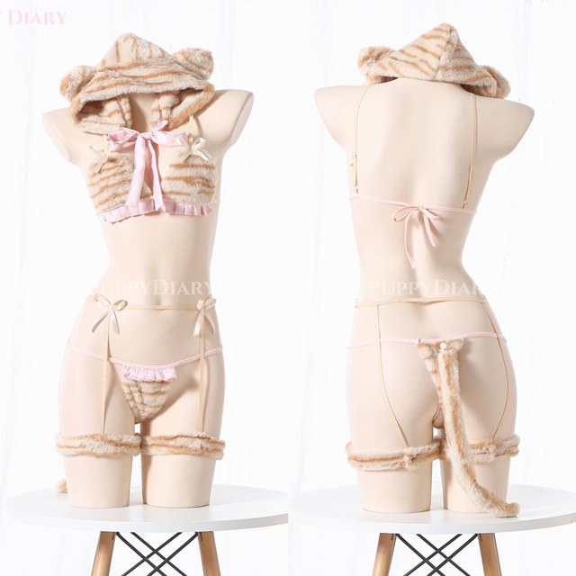 Cute cat tail bikini suit