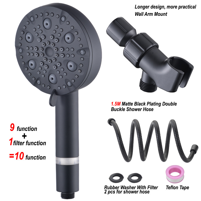 New US 10 function with spray gun water pressurized handheld shower head 9 1 functional filter shower nozzle suit-Taobao