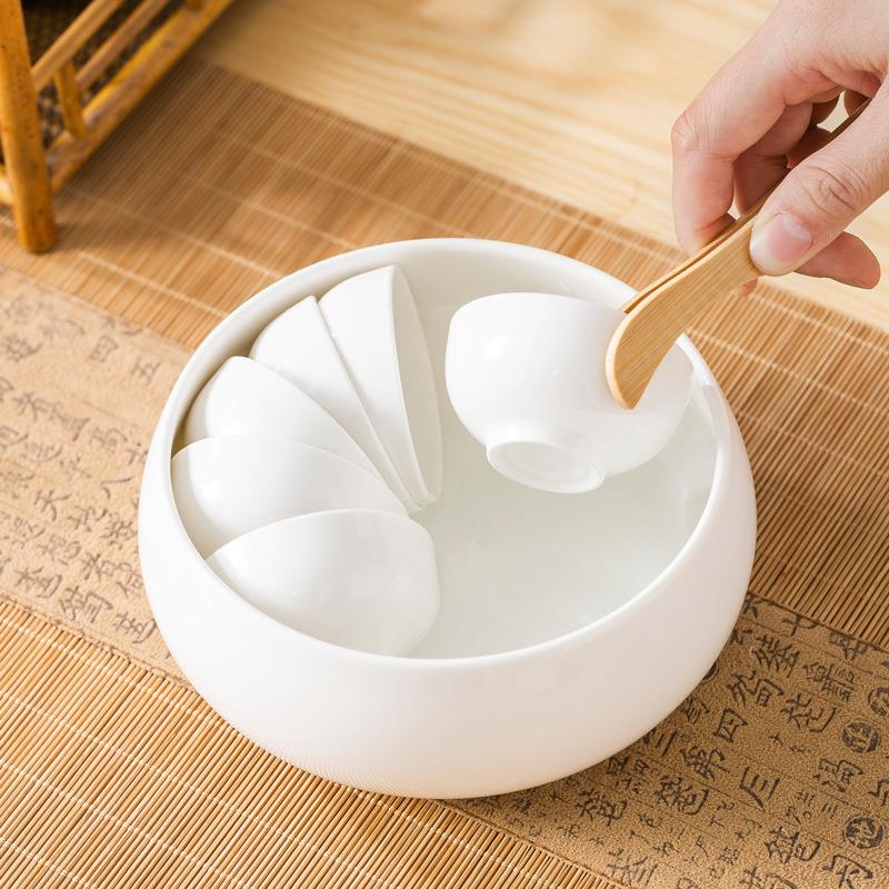 Goat Grease Jade Porcelain Kung Fu Tea Set Suit Thickened Tea Cup Complete Chaoshan Work Tea Set Brief About Home Cover Bowl Teapot-Taobao