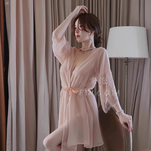 Тонкая сексуальная пижама, шелковый летний банный халат, кружевной комплект, изысканный стиль, 2025 года