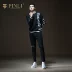PINLI 立 2018 mùa đông mới nam cổ tròn chữ hoa áo len áo len thủy triều B184110606 - Hàng dệt kim bộ thể thao nam mùa đông Hàng dệt kim