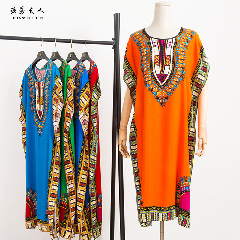 Mid-Length Ethnic Style Nightgown, Thai Seaside Beach Sleeveless Loose Plus-Size Dress That Covers the Body and Goes Past the Knee, Suitable for Mothers