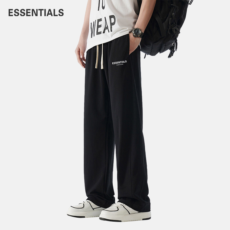 Essentials Official Straight-Leg Pants for Men and Women 2025 Autumn and Winter New Loose Large Size Wide-Leg Casual Fleece-Lined Sweatpants