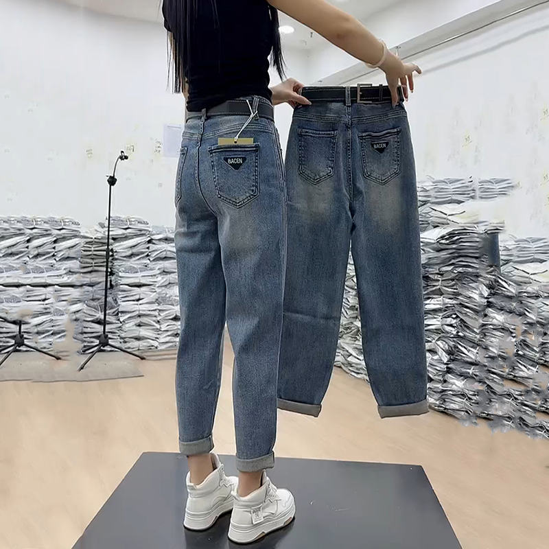 Harlan Jeans for Women 2026 Spring/Summer New Style Plus Size Petite Pear-Shaped Body High-Waisted Slimming Cropped Dad Pants