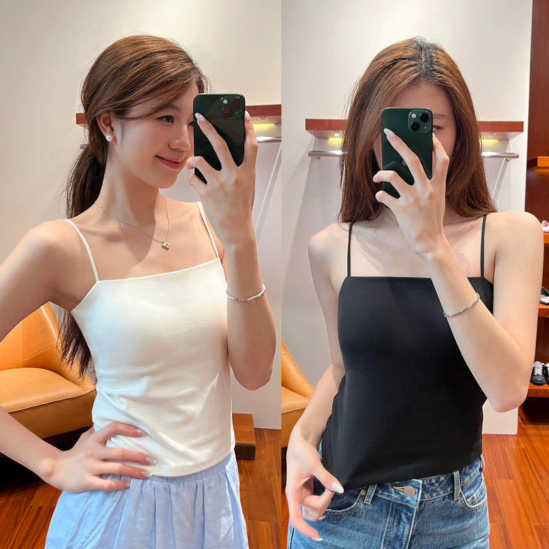 Empress W “Zero-Sense Comfort” All-In-One Camisole with Built-In Bra, Off-The-Shoulder, Spaghetti Strap Tank Top