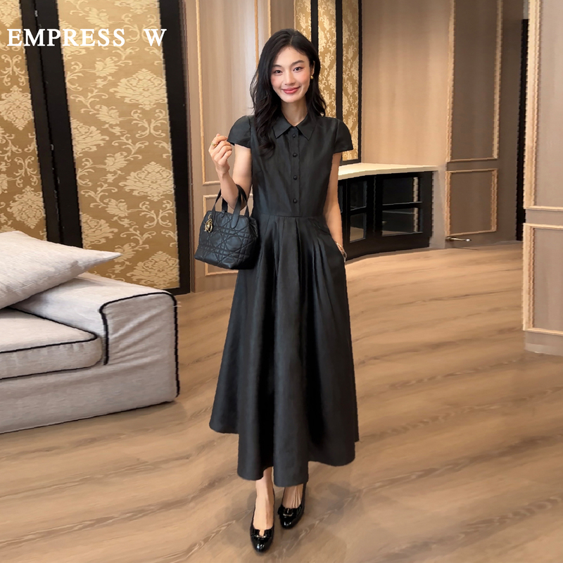 Intangible Cultural Heritage Craftsmanship Young Xiangyun Silk D* and B*C Style Waist-Cinching, Large-Swing Elegant Dress 100% Mulberry Silk
