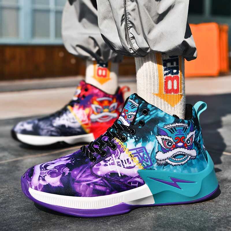 James Two-Tone Basketball Shoes for Men, Irving Anti-Slip Combat Boots, Youth Sneakers, Shock-Absorbing Commuter Sports Shoes