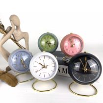 Cross-border fashion light color 3 5-inch Nordic simple creative round metal bedside clock mini alarm clock
