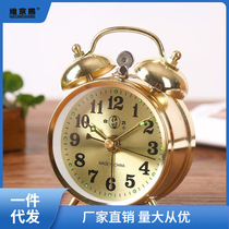 Mechanical wind-up chicken eating rice alarm clock retro nostalgic old-fashioned metal creative student bedroom oversized ringtone ancient