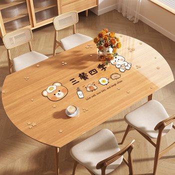 Cartoon transparent oval dining table mat waterproof and oil-proof pvc soft glass tablecloth desktop protective mat round coffee table mat Cartoon transparent oval dining table mat waterproof and oil-proof pvc soft glass tablecloth desktop protective mat round coffee table mat