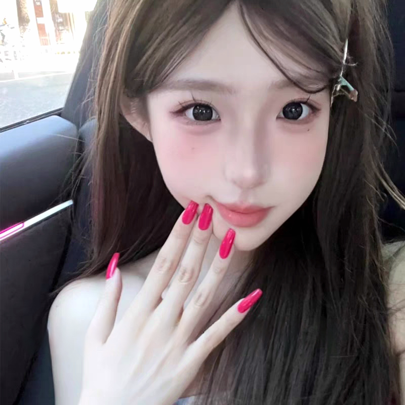 Simple Solid Color with a High-End Feel, European and American Style, Super Bright White Rose Red Glossy Handmade Wearable Nails, Suitable for Weddings and Pregnant Women
