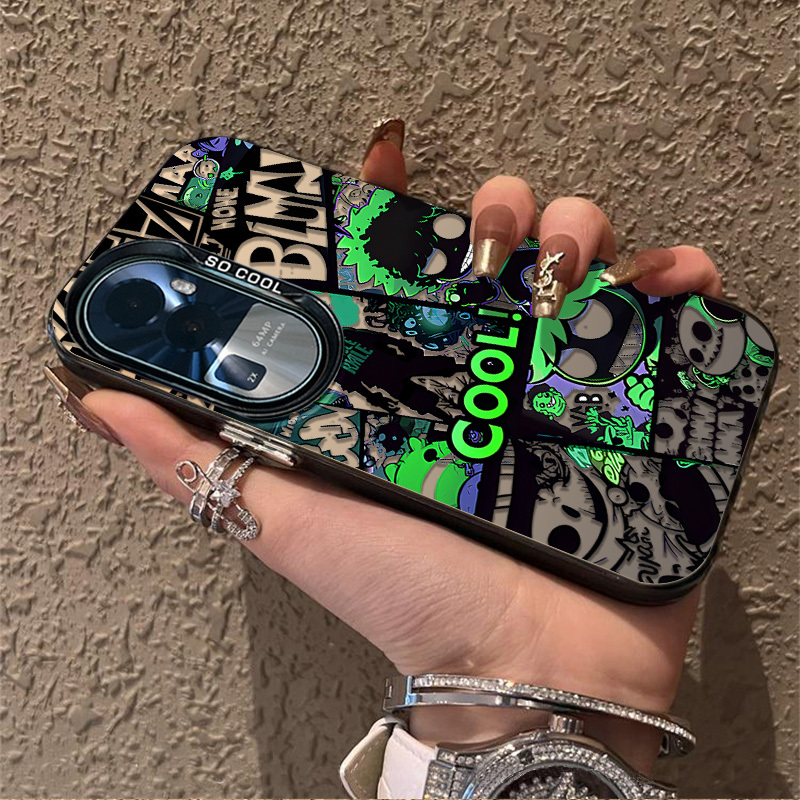 Dark Illustration Suitable for Opporeno13 Mobile Phone Case 12 Frosted Reno9 All-Inclusive 8Pro Silicone 11Pro Trendy Brand Finox6Pro Personalized Hip-Hop New X5 Creative 10 Men's and Women's X7 Protective Cover