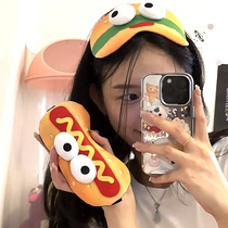 Cute Burger Hot Dog Eyepatch Sleep Shading Ice Pack Hot Compress Sleep Dedicated To Strange Creative Afternoon Nap Students