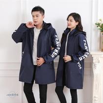 Waterproof plus velvet season thickened zipper mens and womens warm smock for adults kitchen apron long-sleeved coat work clothes for outer wear