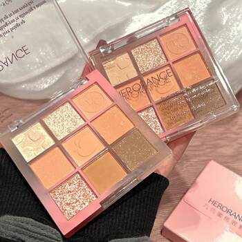 Herorange/Her Orange Nine-Color Peach Eyeshadow Palette Matte Shiny Crystal Sweet Pink Brown Daily Pseudo